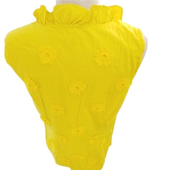 Talbots sunny yellow ruffle v-neck sleeveless top size small - Picture 7 of 12